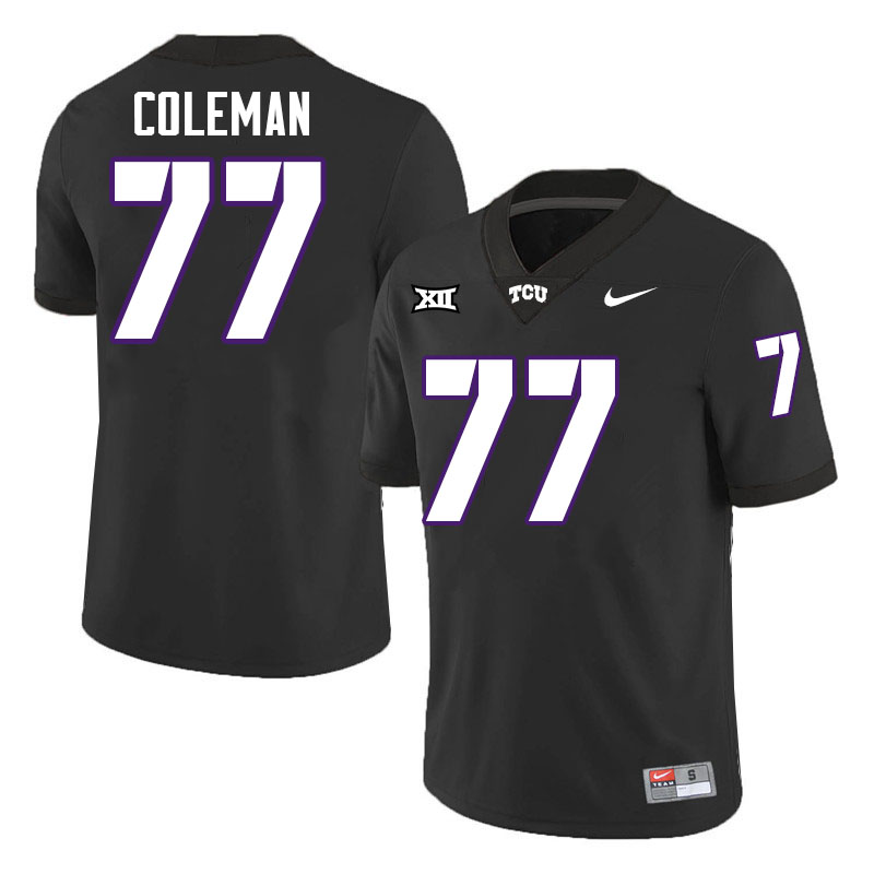 #77 Brandon Coleman TCU Jersey,Texas Christian University Horned Frogs Football Jersey-Black